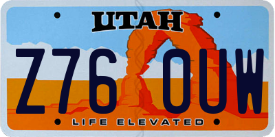 UT license plate Z760UW