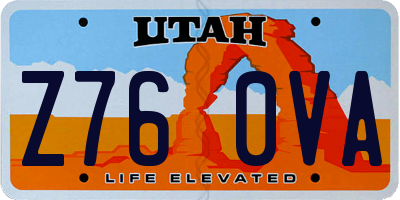 UT license plate Z760VA