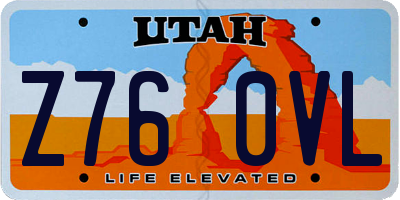 UT license plate Z760VL