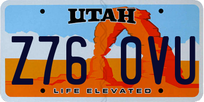 UT license plate Z760VU