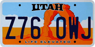 UT license plate Z760WJ