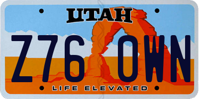UT license plate Z760WN
