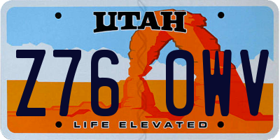 UT license plate Z760WV