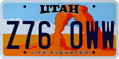 UT license plate Z760WW