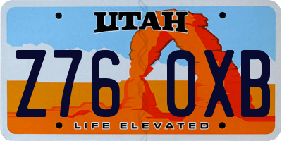 UT license plate Z760XB