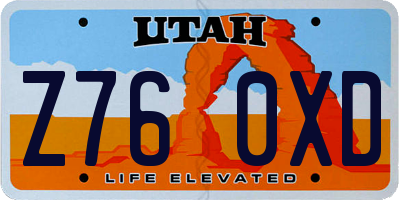 UT license plate Z760XD