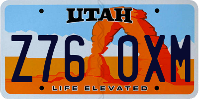 UT license plate Z760XM