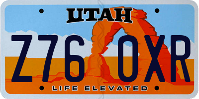 UT license plate Z760XR