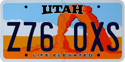 UT license plate Z760XS
