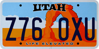 UT license plate Z760XU