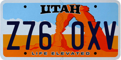 UT license plate Z760XV