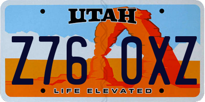 UT license plate Z760XZ