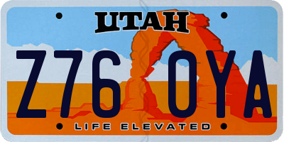 UT license plate Z760YA
