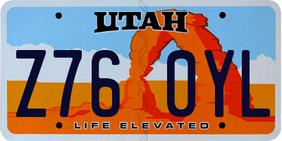 UT license plate Z760YL