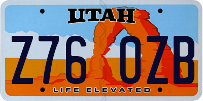 UT license plate Z760ZB