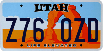 UT license plate Z760ZD