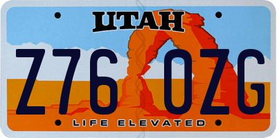 UT license plate Z760ZG