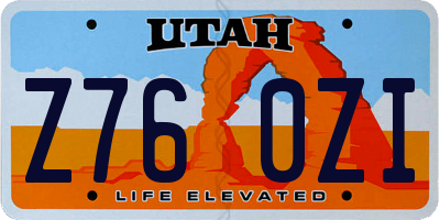 UT license plate Z760ZI