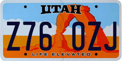 UT license plate Z760ZJ