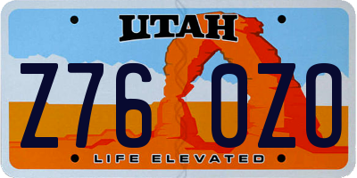 UT license plate Z760ZO