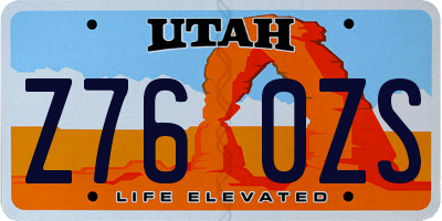 UT license plate Z760ZS
