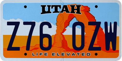 UT license plate Z760ZW