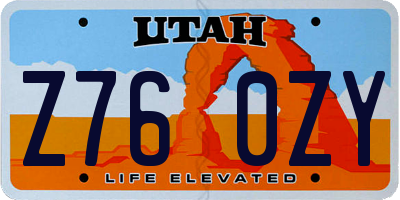 UT license plate Z760ZY