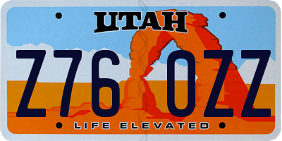 UT license plate Z760ZZ