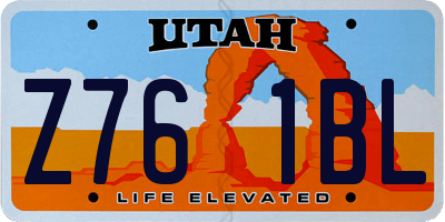 UT license plate Z761BL