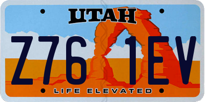 UT license plate Z761EV