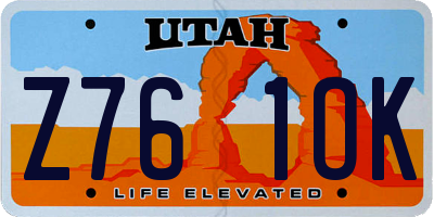 UT license plate Z761OK