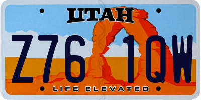 UT license plate Z761QW