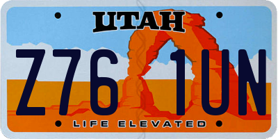 UT license plate Z761UN