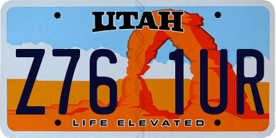 UT license plate Z761UR