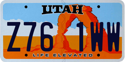 UT license plate Z761WW
