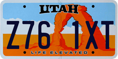 UT license plate Z761XT