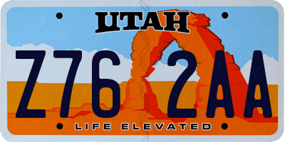 UT license plate Z762AA