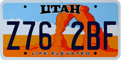 UT license plate Z762BF