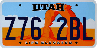 UT license plate Z762BL