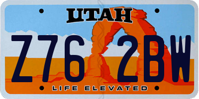 UT license plate Z762BW