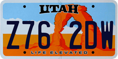 UT license plate Z762DW