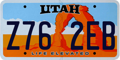 UT license plate Z762EB