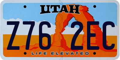UT license plate Z762EC