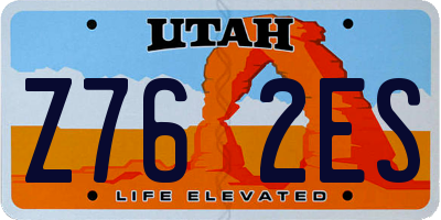 UT license plate Z762ES