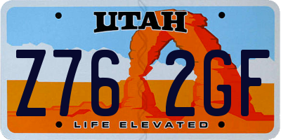 UT license plate Z762GF