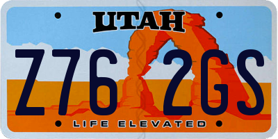 UT license plate Z762GS