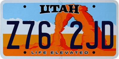 UT license plate Z762JD