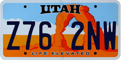 UT license plate Z762NW