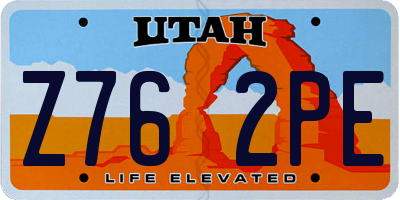 UT license plate Z762PE