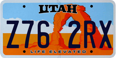 UT license plate Z762RX